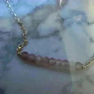 Pink gem stone necklace with gold chain